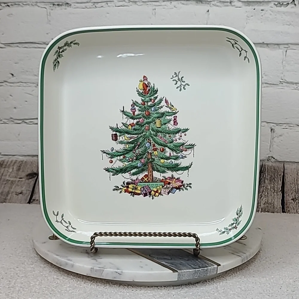 Spode Christmas Tree Classic Vintage Collectible Ceramic Square Buffet Dish